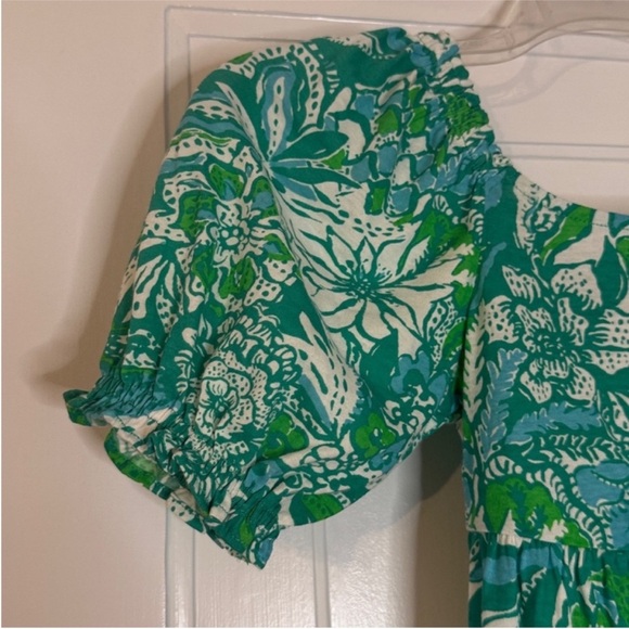 NWT Lilly Pulitzer Mini Delaney Dress Green & Blue Botanical Size L (8-10) - Picture 2 of 6